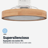 VENTILADOR DE TECHO TIPO BOX COLOR BLANCO Y MADERA 50CM WIFI