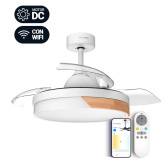 VENTILADOR TECHO ASPAS RETRACTILES BLANCO/MADERA 106 CM WIFI