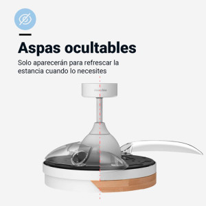 VENTILADOR TECHO ASPAS RETRACTILES BLANCO/MADERA 106 CM WIFI