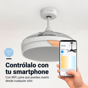 VENTILADOR TECHO ASPAS RETRACTILES BLANCO/MADERA 106 CM WIFI