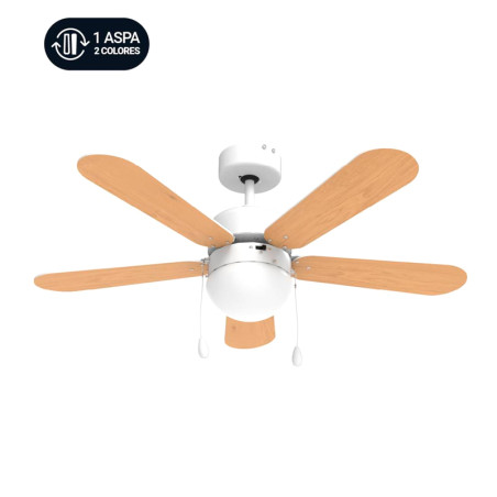 VENTILADOR TECHO MECÁNICO BASE BLANCA Y 5 ASPAS 105 CM. 50W