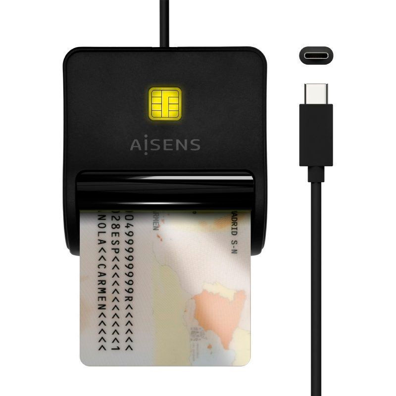 LECTOR DE DNI USB TIPO-C AISENS NEGRO ASCR-SN03C-BK