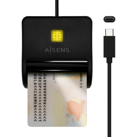 LECTOR DE DNI USB TIPO-C AISENS NEGRO ASCR-SN03C-BK
