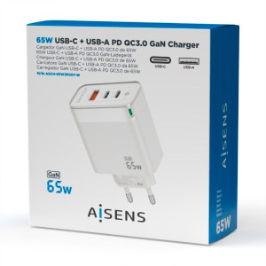CARGADOR AISENS ASCH-65W3P007-W 2XUSB TIPO-C 65W