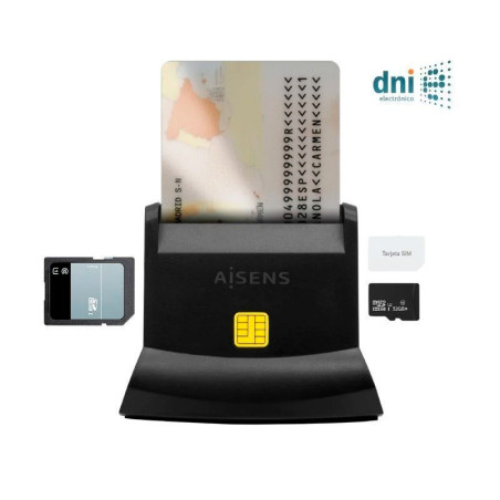 LECTOR DE DNI USB TIPO-C AISENS NEGRO ASCR-SN04CSD-BK