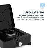 PLACA GAS PORTÁTIL UNIVERSAL BLUE 1 FUEGO COLOR NEGRO