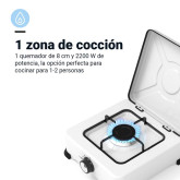 PLACA GAS PORTÁTIL UNIVERSAL BLUE 1 FUEGO COLOR BLANCO