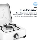 PLACA GAS PORTÁTIL UNIVERSAL BLUE 1 FUEGO COLOR BLANCO