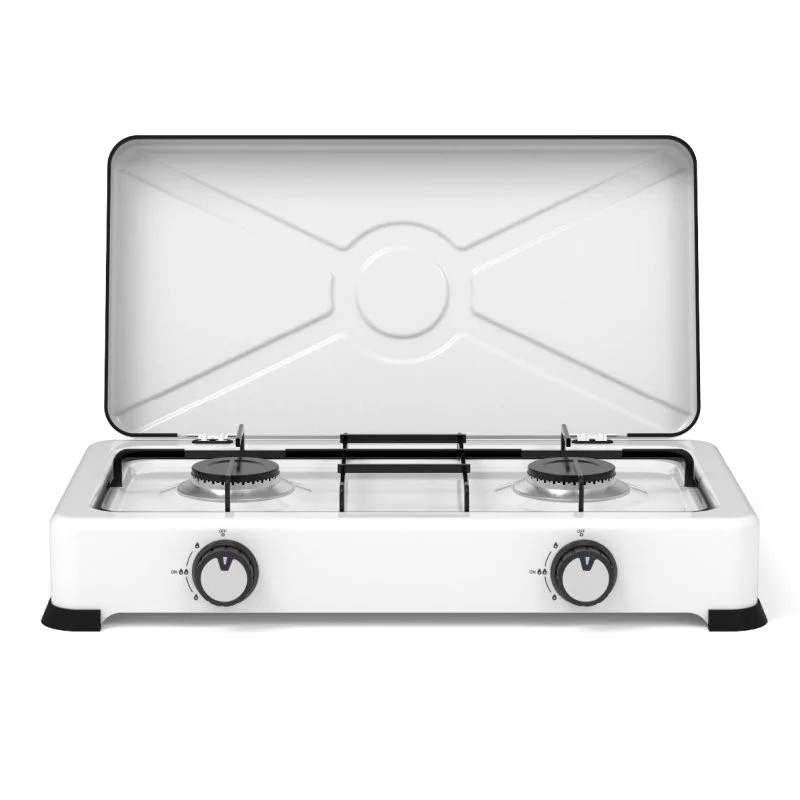 PLACA GAS PORTÁTIL UNIVERSAL BLUE 2 FUEGOS COLOR BLANCO