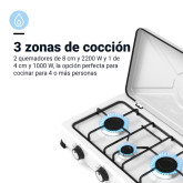 PLACA GAS PORTÁTIL UNIVERSAL BLUE 3 FUEGOS COLOR BLANCO