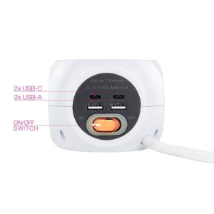 REGLETA ALIMEN.3 TOMAS TIPO F + 2X USB-A Y 2X USB-C CON INTE