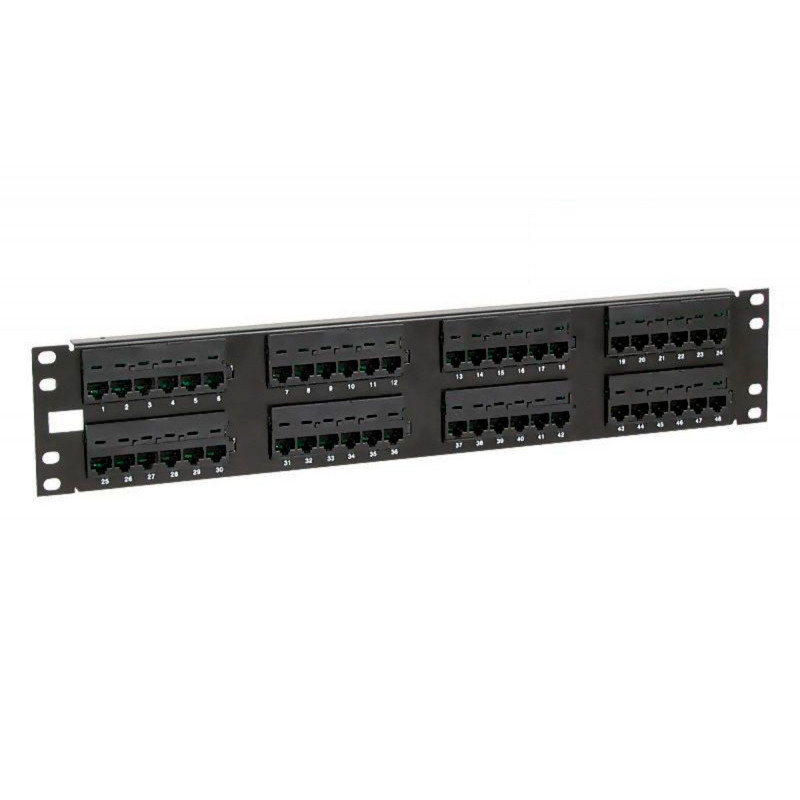PATCH PANEL 19" PHASAK CAT.6 UTP DUAL 48P. 2U NEGRO PU2849