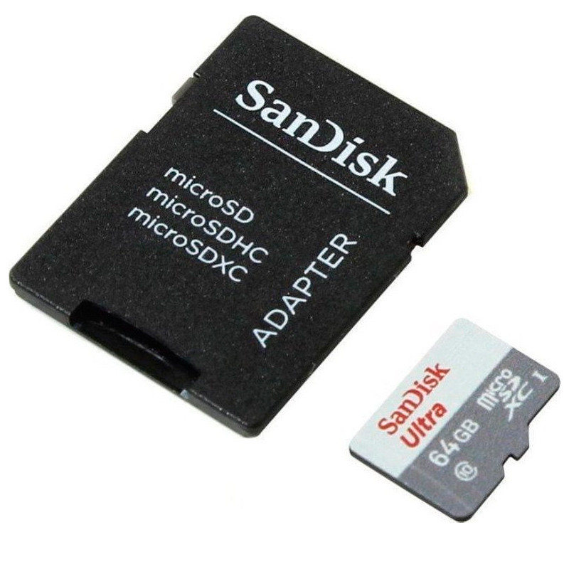 MICRO SD XC SANDISK ULTRA 64GB CL10 + ADAPTADOR