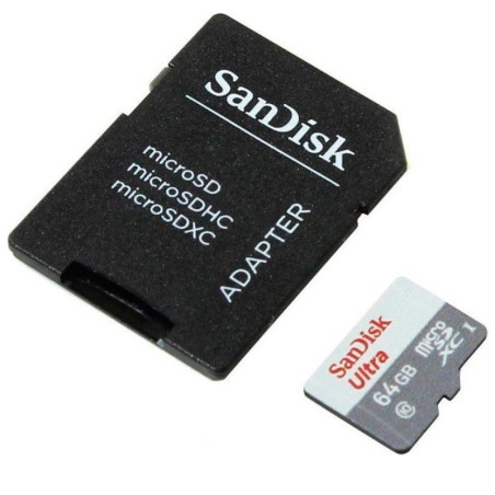 MICRO SD XC SANDISK ULTRA 64GB CL10 + ADAPTADOR