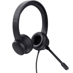AURICULARES TRUST AYDA CON MICROFONO USB NEGROS