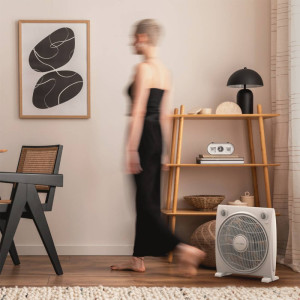 VENTILADOR BOX FAN. DIM ASPAS 12". 45W. MECANICO. BLANCO