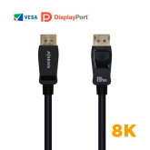 CABLE AISENS DISPLAYPORT/DISPLAYPORT 1.4 8K M/M 3M NEGR