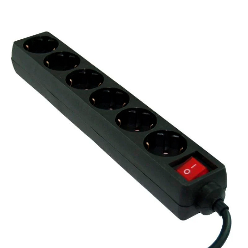 REGLETA 3GO CON INTERRUPTOR REG6/ 6 TOMAS/ CABLE 1.5M NEGRA 