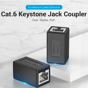 ADAPTADOR VENTION RJ45 CAT.6 FTP HEMBRA/ HEMBRA NEGRO IPVB0