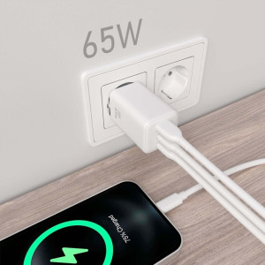 CARGADOR AISENS ASCH-65W3P041-W 2XUSB TIPO-C 65W