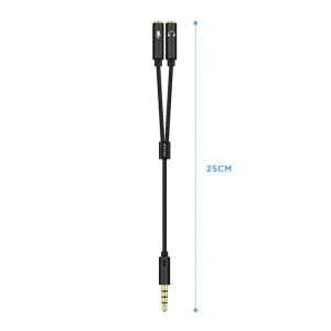 ADAP. AISENS JACK 3.5 MACHO 2X JACK HEMBRA 25CM NEGRO