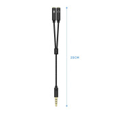 ADAP. AISENS JACK 3.5 MACHO 2X JACK HEMBRA 25CM NEGRO