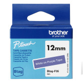 CINTA BROTHER DOMESTICA ORIG. BTAG F35 BLANCO/MORADO 12MM 4M