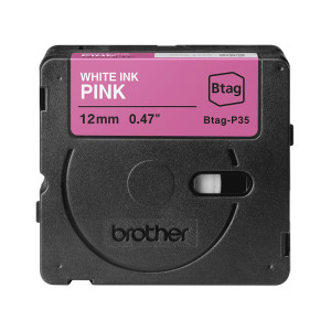 CINTA BROTHER DOMESTICA ORIG. BTAG P35 BLANCO/ROSA 12MM 4M
