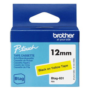 CINTA BROTHER DOMESTICA ORIG. BTAG 631 NEGRO/AMARILLO12MM 4M