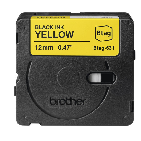 CINTA BROTHER DOMESTICA ORIG. BTAG 631 NEGRO/AMARILLO12MM 4M