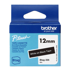 CINTA BROTHER DOMESTICA ORIG. BTAG 335 BLANCO/NEGRO 12MM 4M