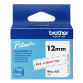 CINTA BROTHER DOMESTICA ORIG. BTAG 232 ROJO/BLANCO 12MM 4M