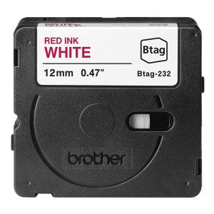 CINTA BROTHER DOMESTICA ORIG. BTAG 232 ROJO/BLANCO 12MM 4M
