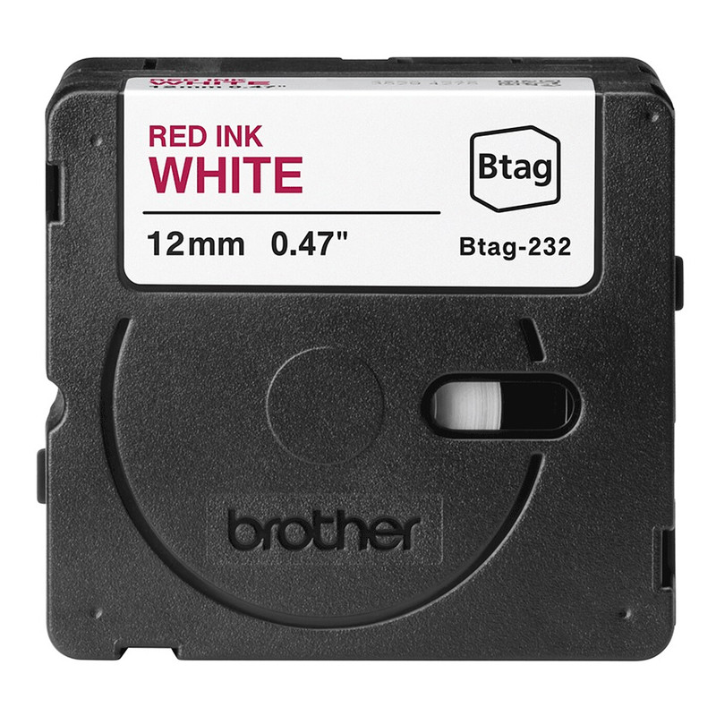CINTA BROTHER DOMESTICA ORIG. BTAG 232 ROJO/BLANCO 12MM 4M