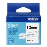 CINTA BROTHER DOMESTICA ORIG. BTAG 135 BLANCO/TRANSP.12MM 4M