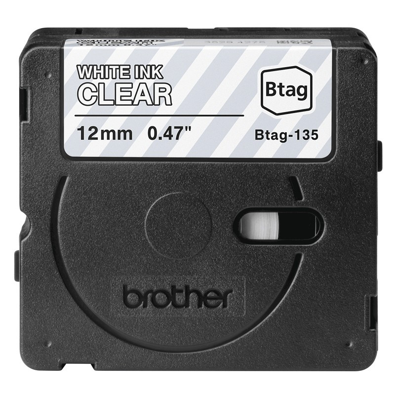 CINTA BROTHER DOMESTICA ORIG. BTAG 135 BLANCO/TRANSP.12MM 4M