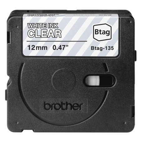 CINTA BROTHER DOMESTICA ORIG. BTAG 135 BLANCO/TRANSP.12MM 4M