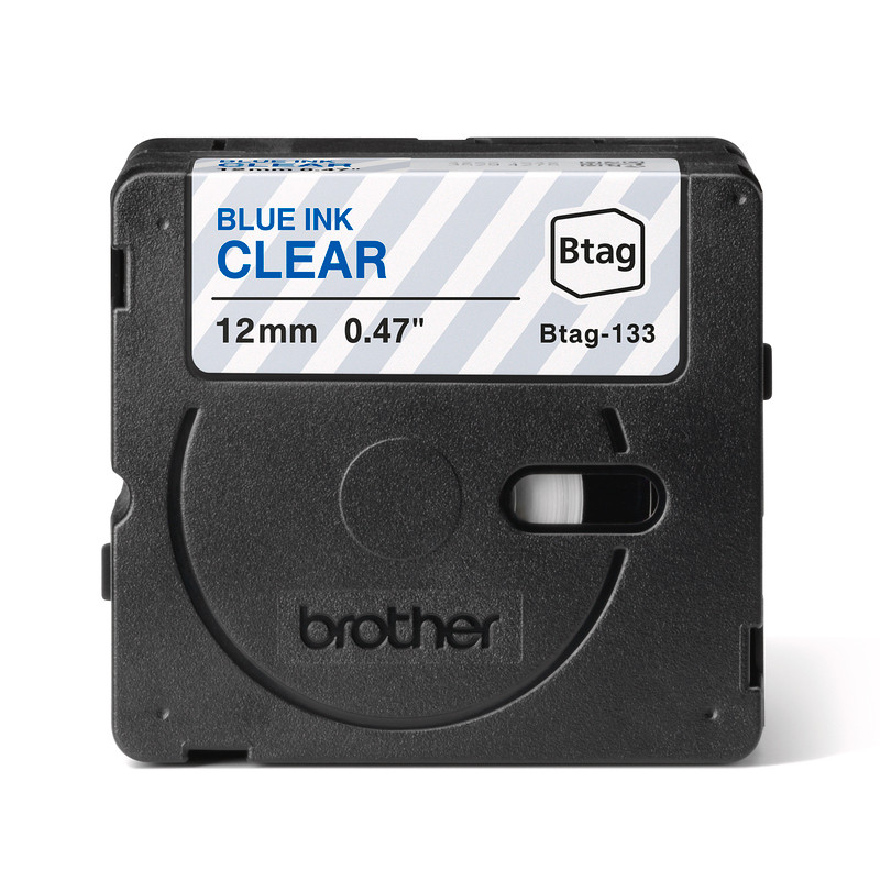 CINTA BROTHER DOMESTICA ORIG. BTAG 133 AZUL/TRANSP.12MM 4M