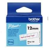 CINTA BROTHER DOMESTICA ORIG. BTAG 132 ROJO/TRANSPAR.12MM 4M