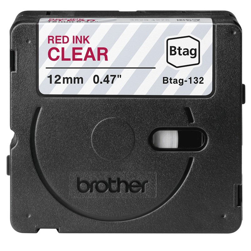 CINTA BROTHER DOMESTICA ORIG. BTAG 132 ROJO/TRANSPAR.12MM 4M