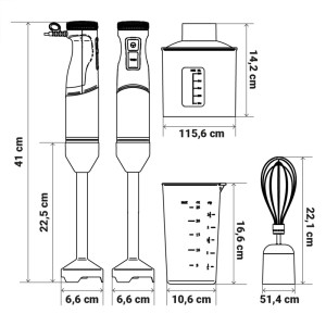 BATIDORA DE MANO TWISTY 7230XLTOTAL 2300W PICADOR NEGRO+INOX
