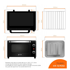 MINI HORNO ELECTRICO DE 10L DE CAPACIDAD GRUNKEL HR-10MINI