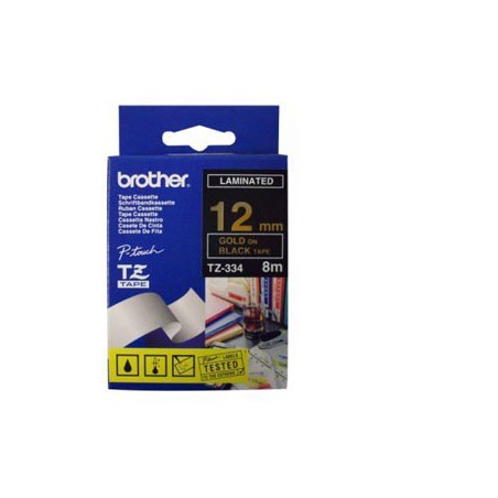 CINTA BROTHER ORIG.TZ334/E NEGRO/ORO  18MM