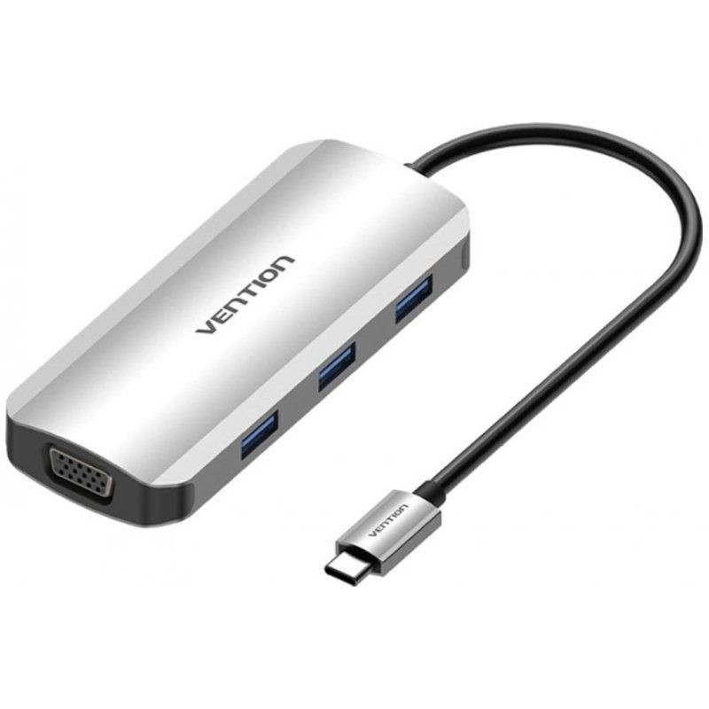 DOCKING STATION VENTION 6 EN 1 USB-C A HDMI VGA 3XUSB3.0 PD1