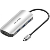 DOCKING STATION VENTION 6 EN 1 USB-C A HDMI VGA 3XUSB3.0 PD1