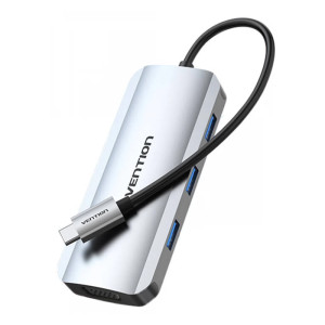 DOCKING STATION VENTION 6 EN 1 USB-C A HDMI VGA 3XUSB3.0 PD1