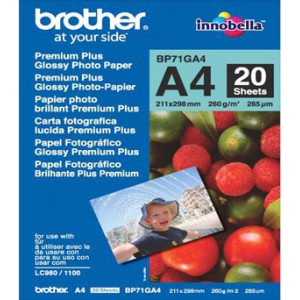 PAPEL BROTHER GLOSSY A4 ( 20 HOJAS/260GR ) BP71GA4
