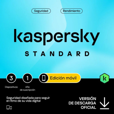 SOFT. KASPERSKY ELEC. STANDAR MOBILE 3 US 1 AÑO 2023