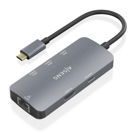 DOCKING USB TIPO-C AISENS ASUC-6P019-GR/1XHDMI/3XUSB/ 1XRJ45