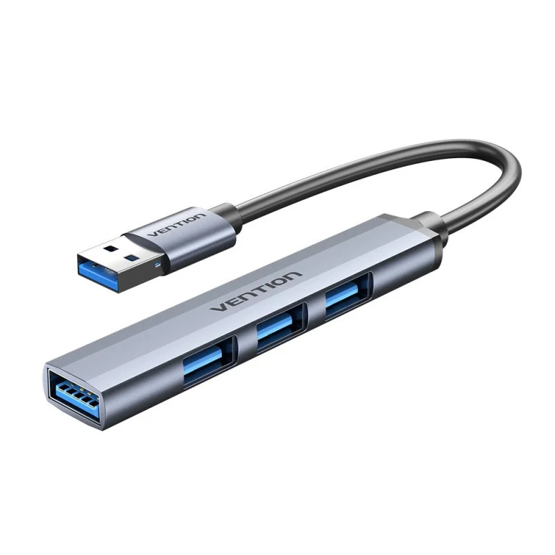 MINI HUB VENTION USB 3.0*1/ USB 2.0*3 15M METAL GRIS